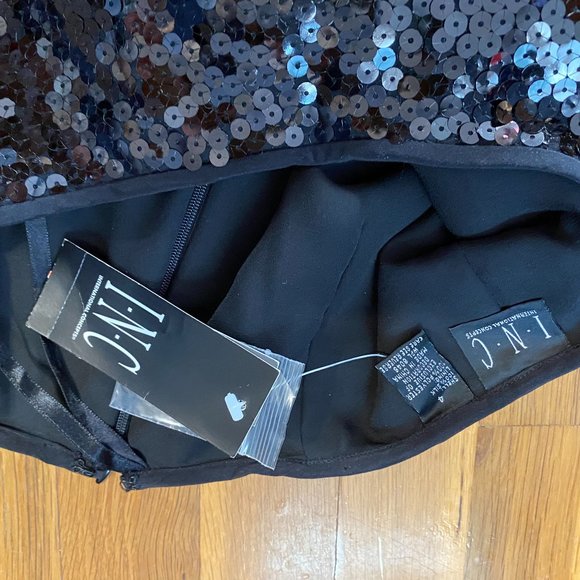 INC International Concepts Black Sequin Silk Skirt Greenwich NWT Size 4 - Picture 4 of 5